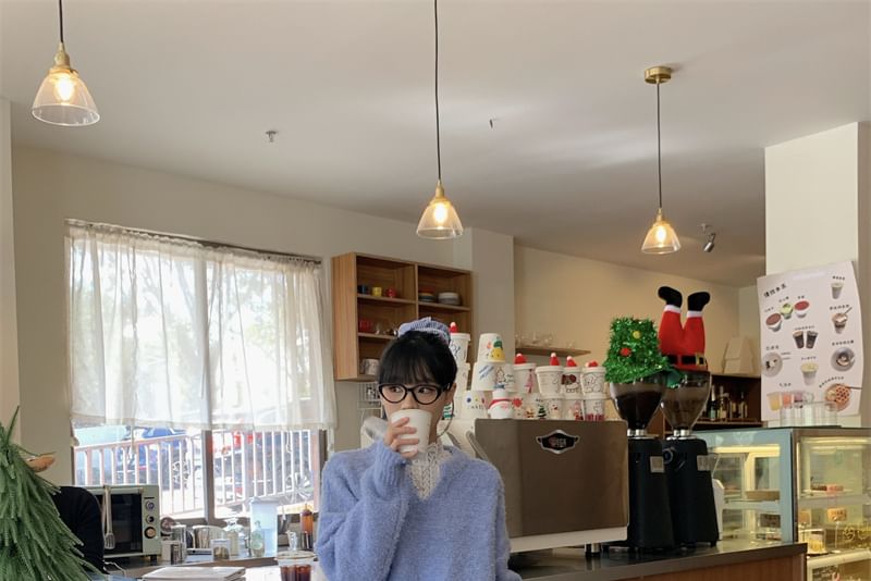 Sweater with Mock Neck Lace Top