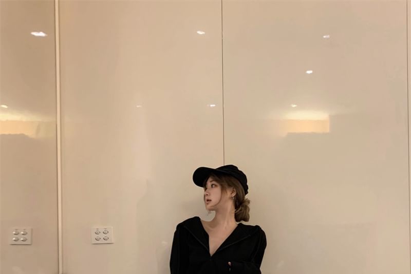 Tone Two Sweatpants / Zip Crop High Drawstring Bootcut Hoodie Plain Rise