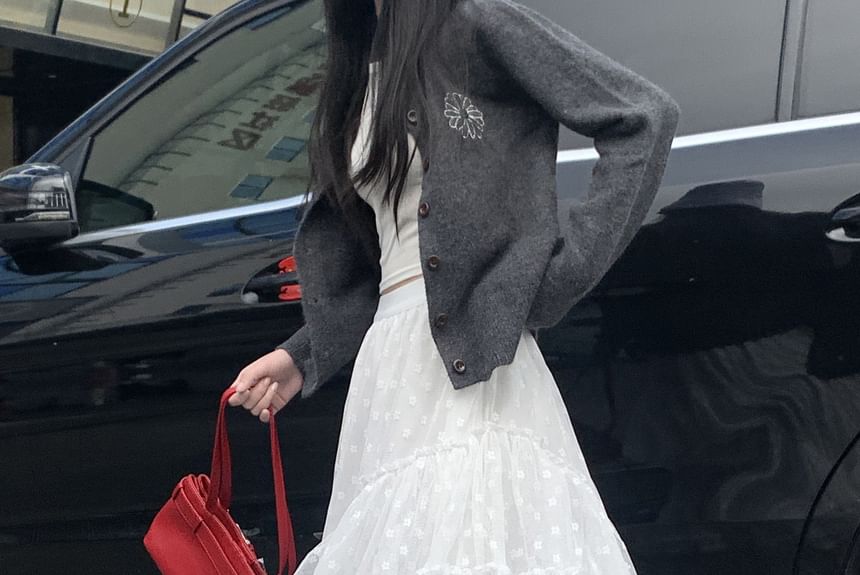 Floral Skirt High Rise Ruffle A-Line Maxi Asymmetrical