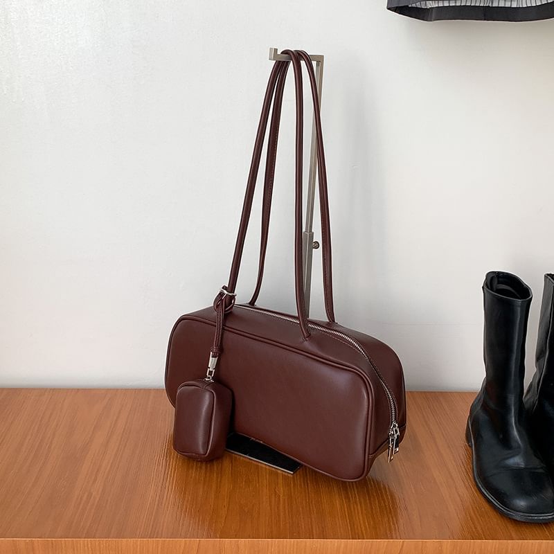 Faux Shoulder Leather Purse + Coin Set: Bag
