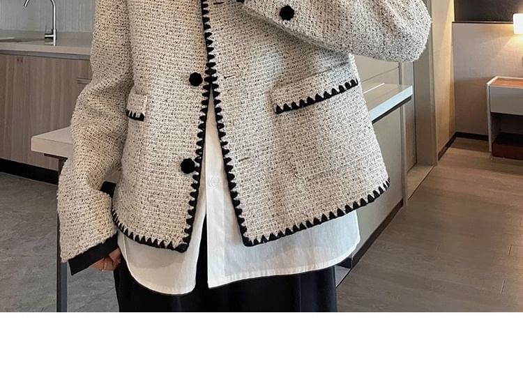 Plaid Contrast Stitching Single-Breasted Jacket