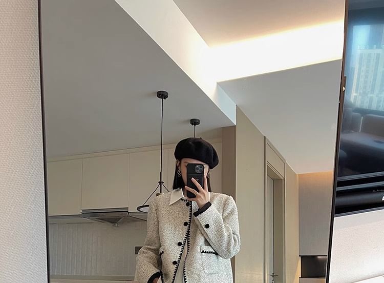 Plaid Contrast Stitching Single-Breasted Jacket