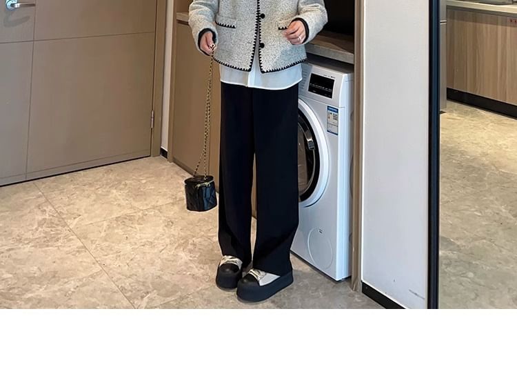 Plaid Contrast Stitching Single-Breasted Jacket