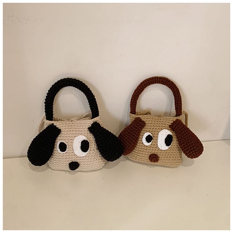 Top Bag Crossbody Handle Knit Dog