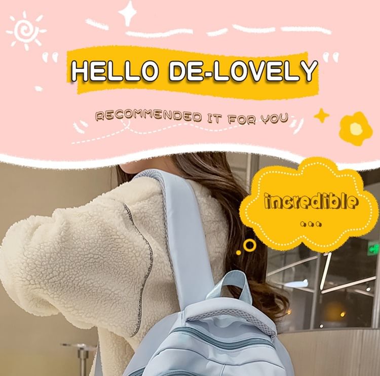 Backpack Charm Floral Set Embroidered Laptop Nylon Bag /