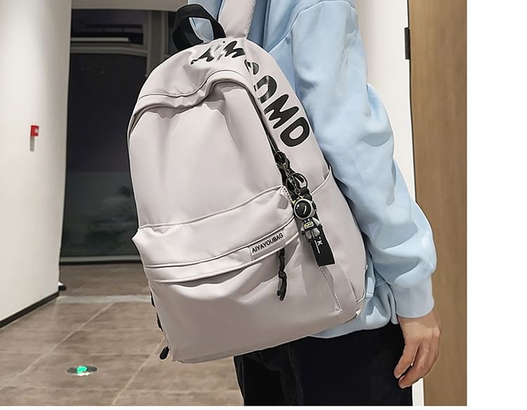 Charm Nylon Print Backpack Lettering Laptop / Set Bag