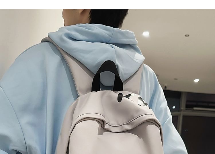 Charm Nylon Print Backpack Lettering Laptop / Set Bag