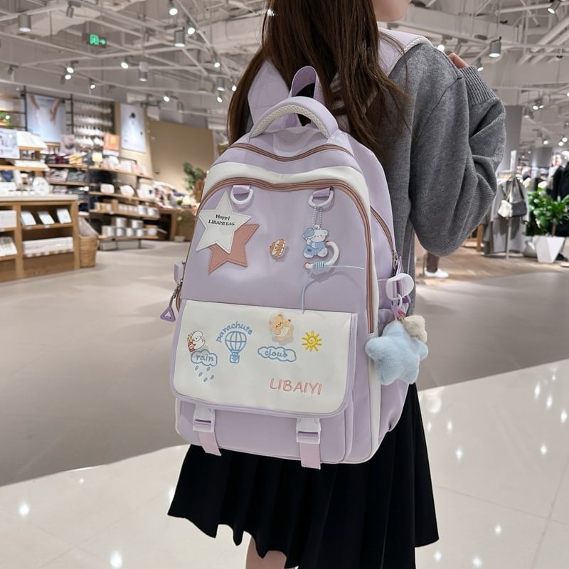 Set Tote Badge Applique Backpack Star Nylon Bag Laptop Embroidered Charm /