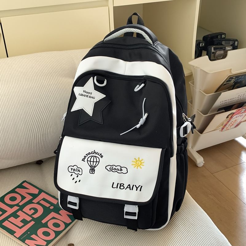 Set Tote Badge Applique Backpack Star Nylon Bag Laptop Embroidered Charm /
