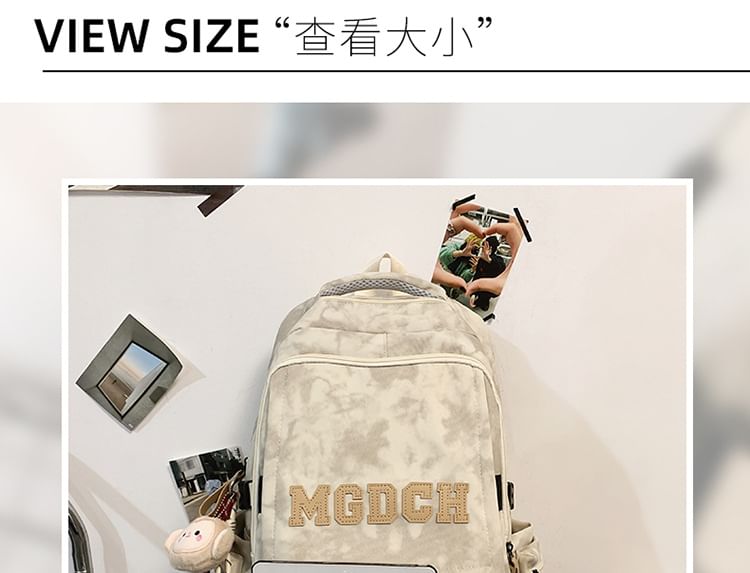 Tie Dye Applique Set Nylon Backpack Lettering / Laptop Bag Charm