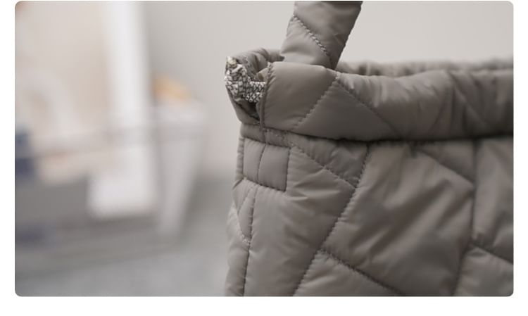 Plain Drawstring Quilted Tote Bag