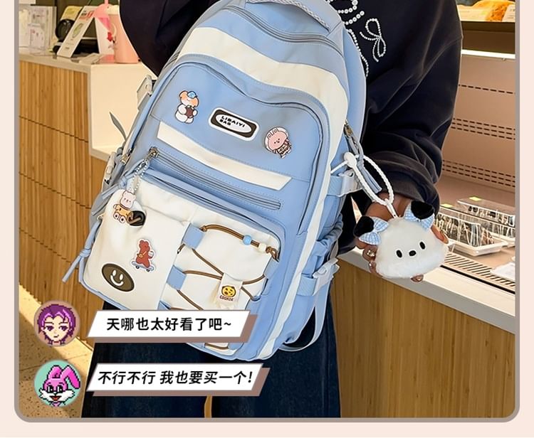 Charm Bag Two Set / Applique Badge Backpack Laptop Nylon Tone