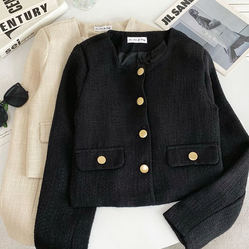 Tweed Button-Up Jacket