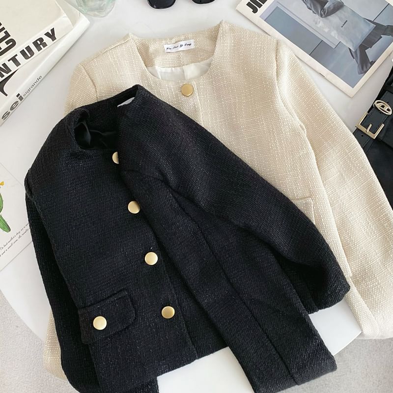 Tweed Button-Up Jacket