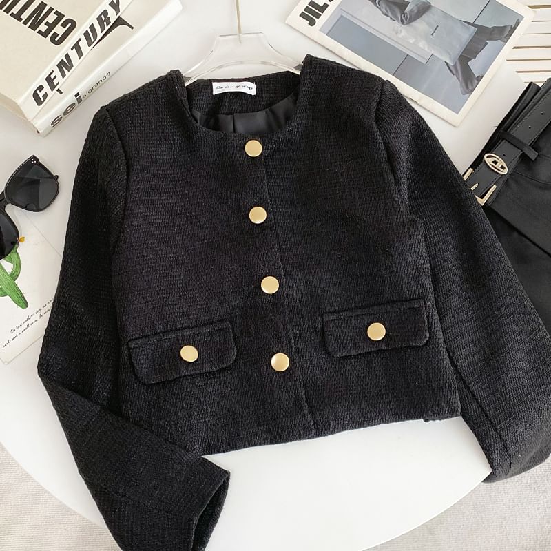 Tweed Button-Up Jacket