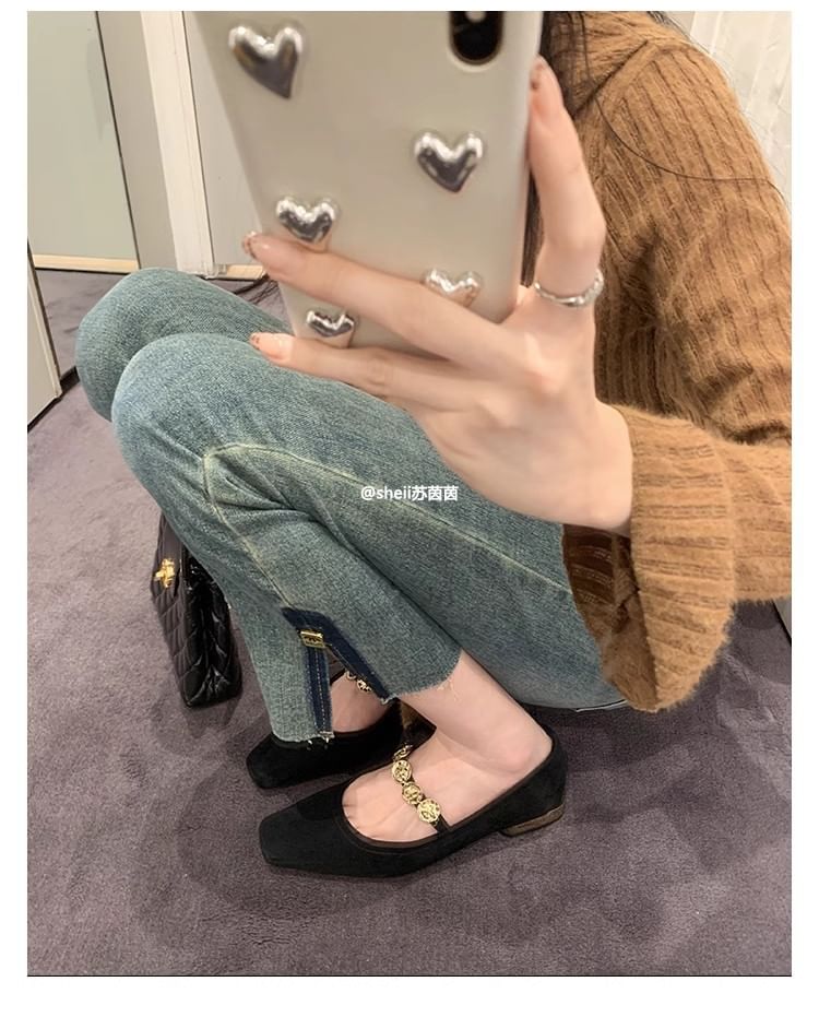 Jane Heel Accent Pumps Plain Mary Metal Low