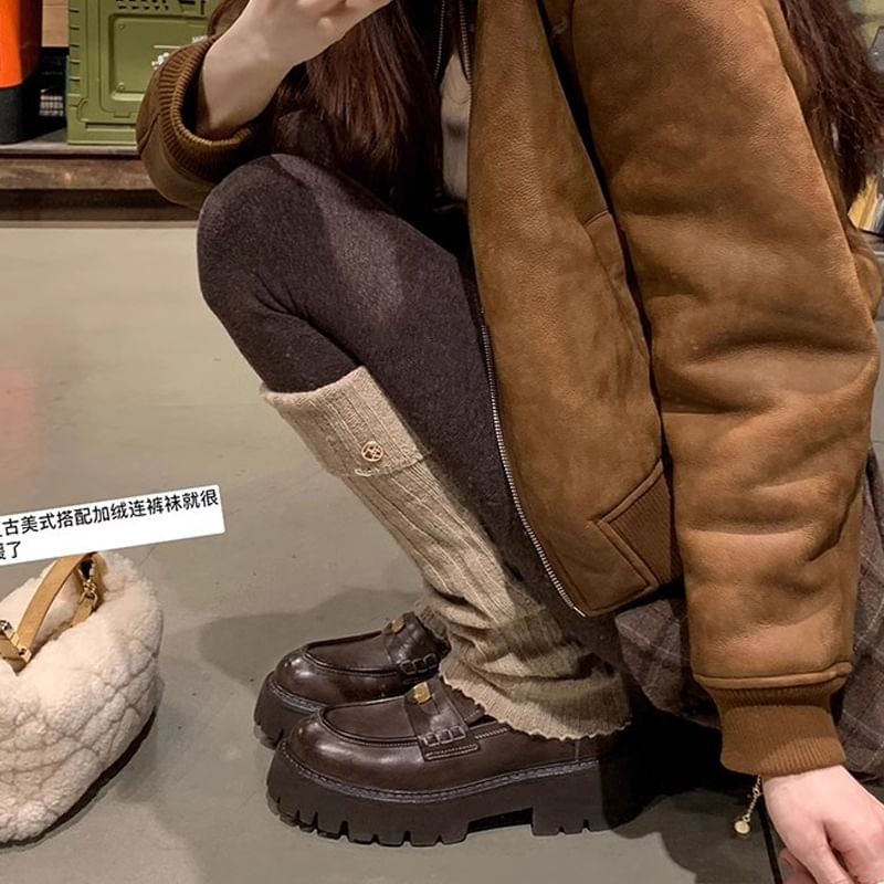 Loafers Plain Faux Penny Platform Leather