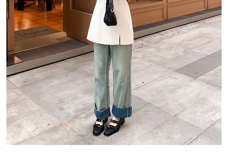 Mary Square Block Pumps Heel Toe Buckle Jane