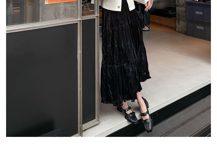 Mary Square Block Pumps Heel Toe Buckle Jane