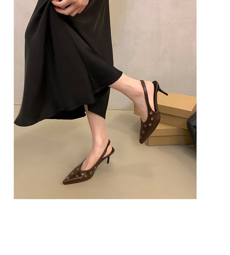 Pumps Slingback Toe Grommet Pointed
