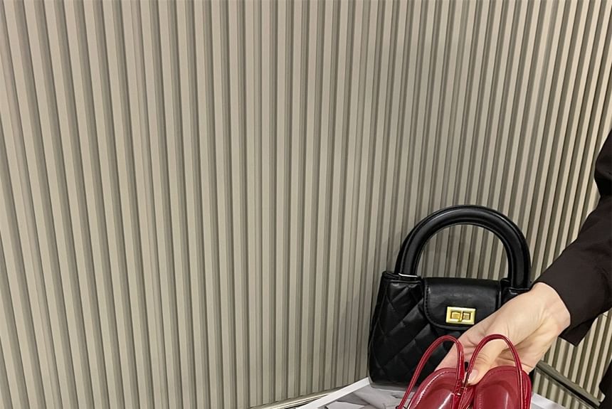 Pointed Bow Toe Slingback Leather Pumps Patent