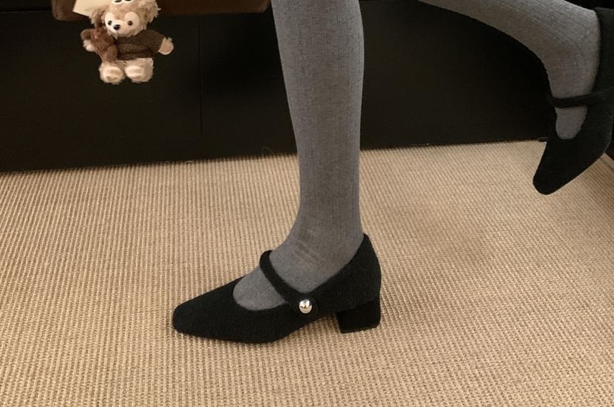 Square Mary Jane Pumps Heel Block Toe