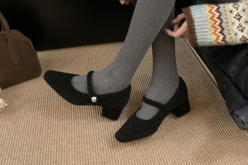 Square Mary Jane Pumps Heel Block Toe
