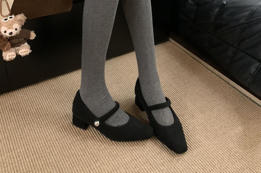 Square Mary Jane Pumps Heel Block Toe