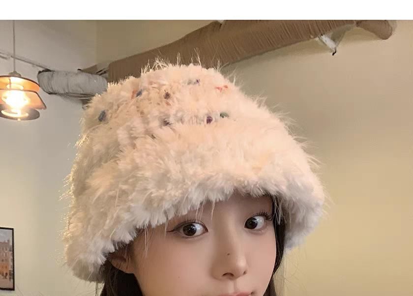 Hat Bucket Knit Fluffy
