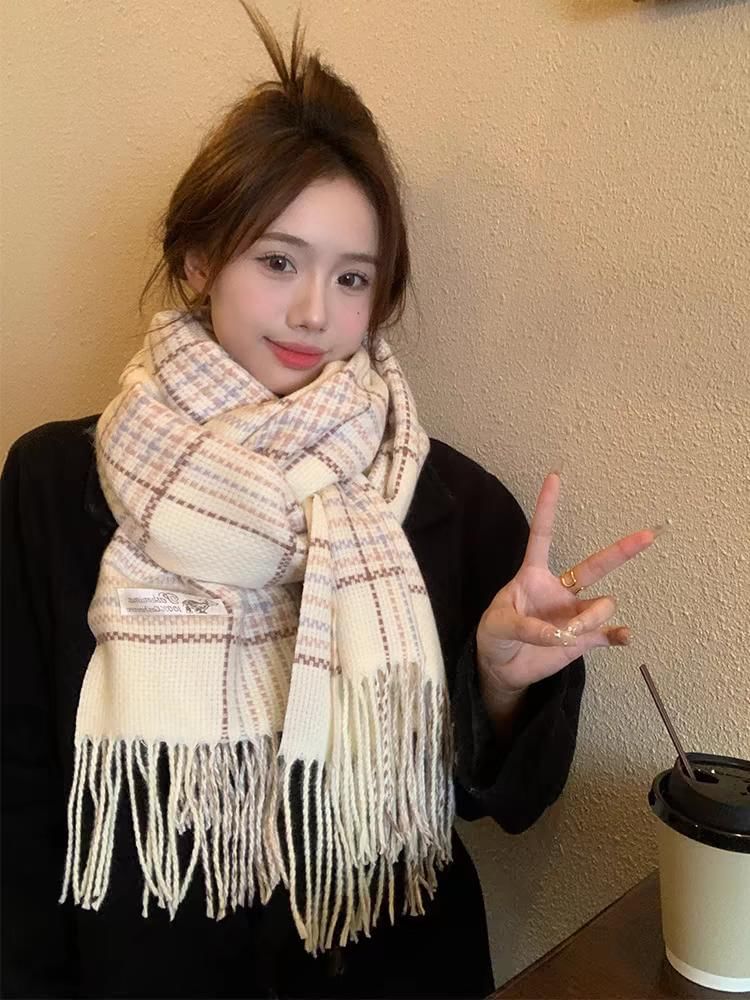 Scarf Plaid Fringed