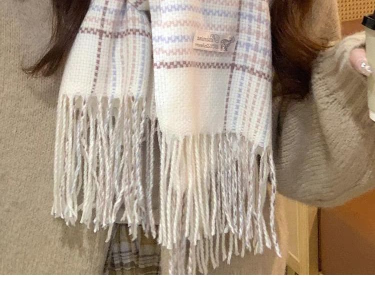 Scarf Plaid Fringed