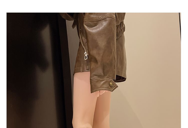 Heel Chunky Boots Faux Leather Cowboy