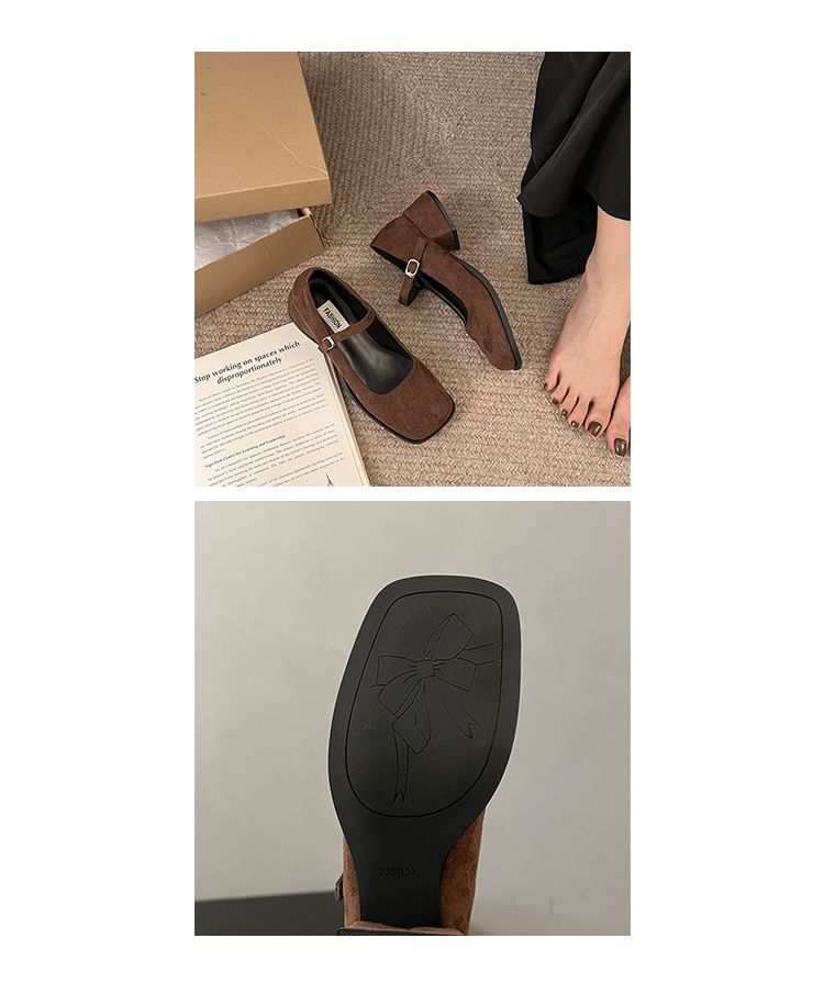 Heel Square-Toe Chunky Mary Shoes Jane