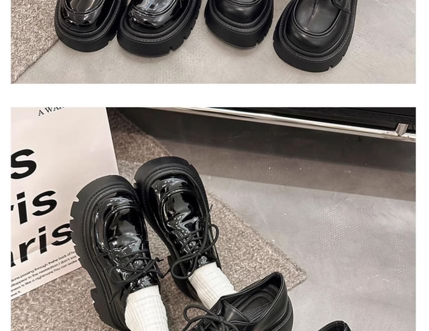 Chunky Shoes Heel Lace-Up Platform