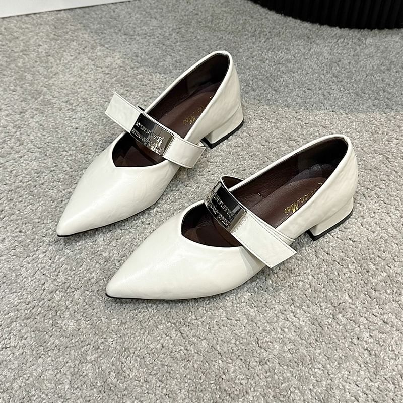 Shoes Heel Buckled Chunky Mary Jane Pointy
