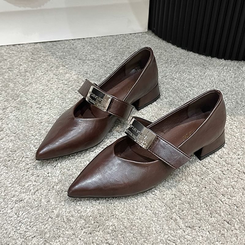 Shoes Heel Buckled Chunky Mary Jane Pointy