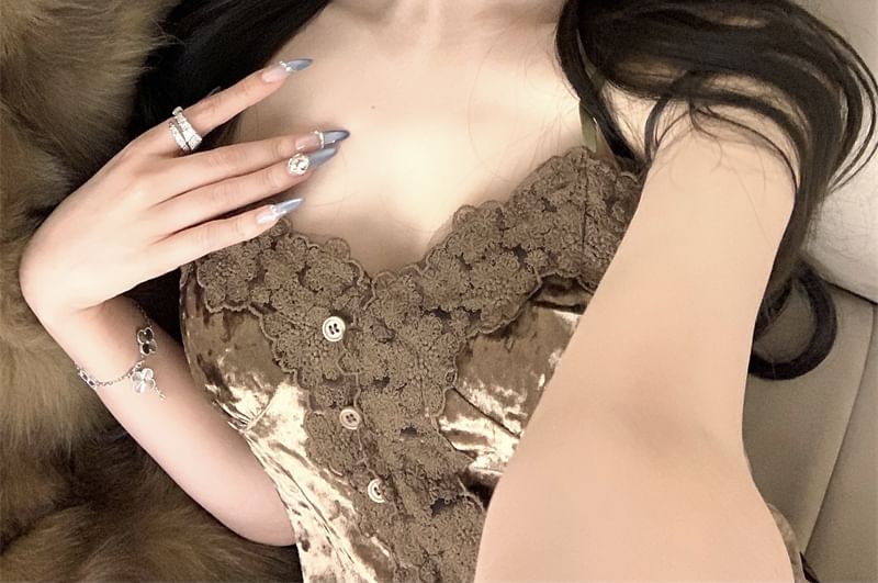 Plain Corp Frill Cami Trim Top