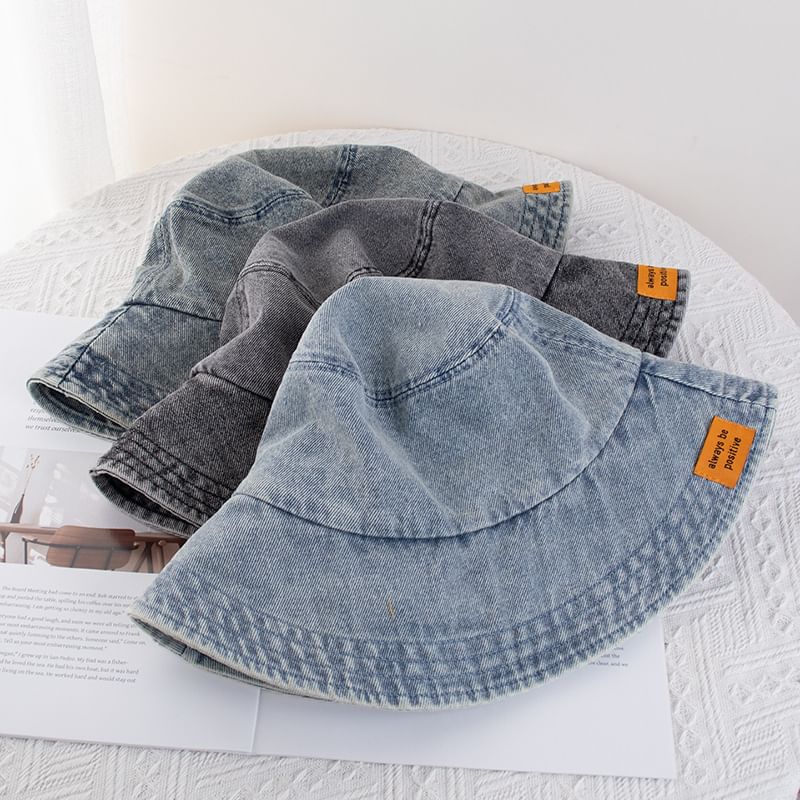 Denim Bucket Applique Hat