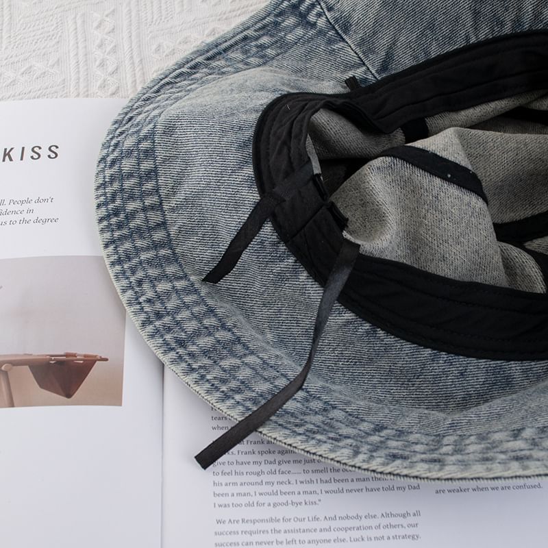 Denim Bucket Applique Hat
