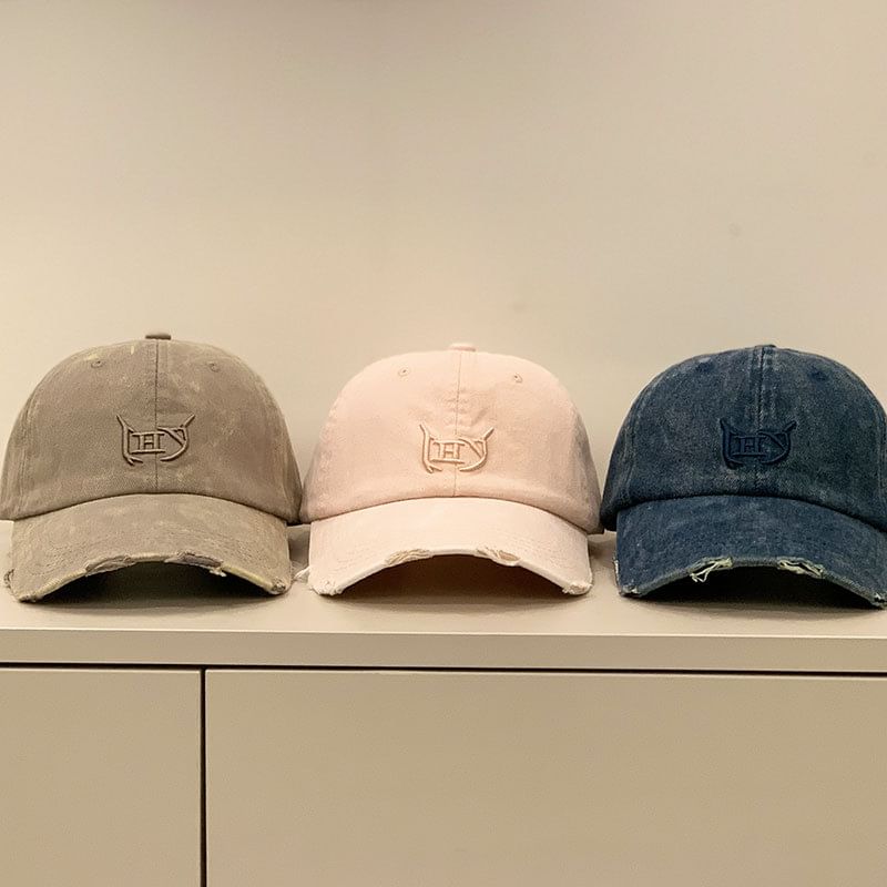 Distressed Letter Embroidered Cap