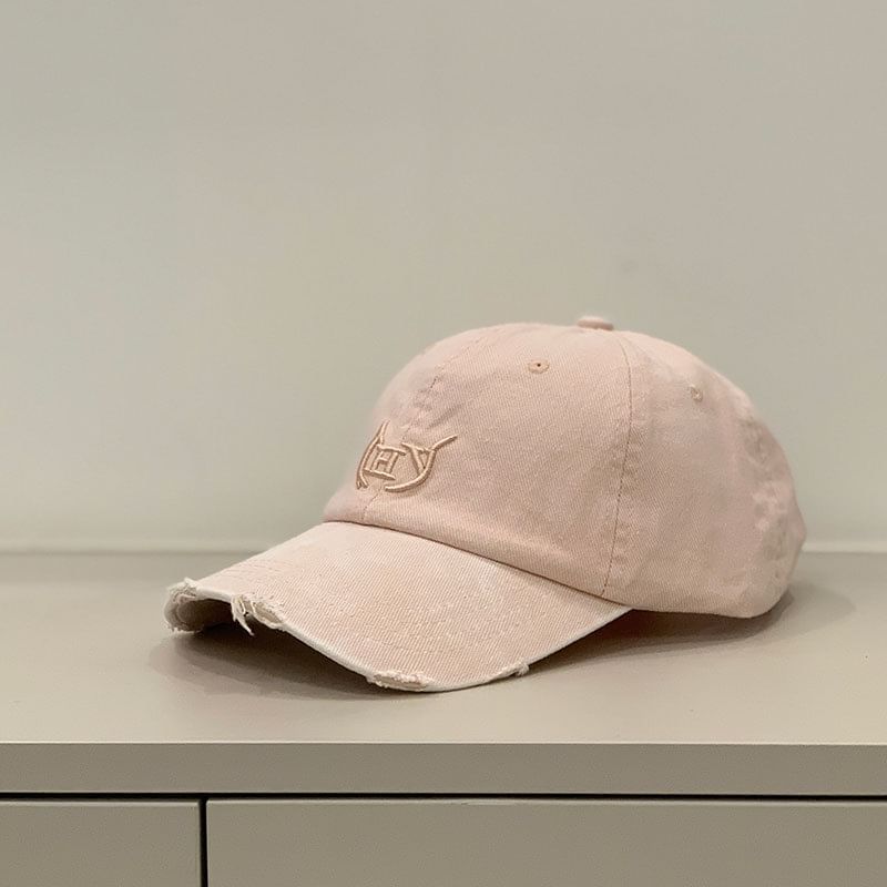 Distressed Letter Embroidered Cap