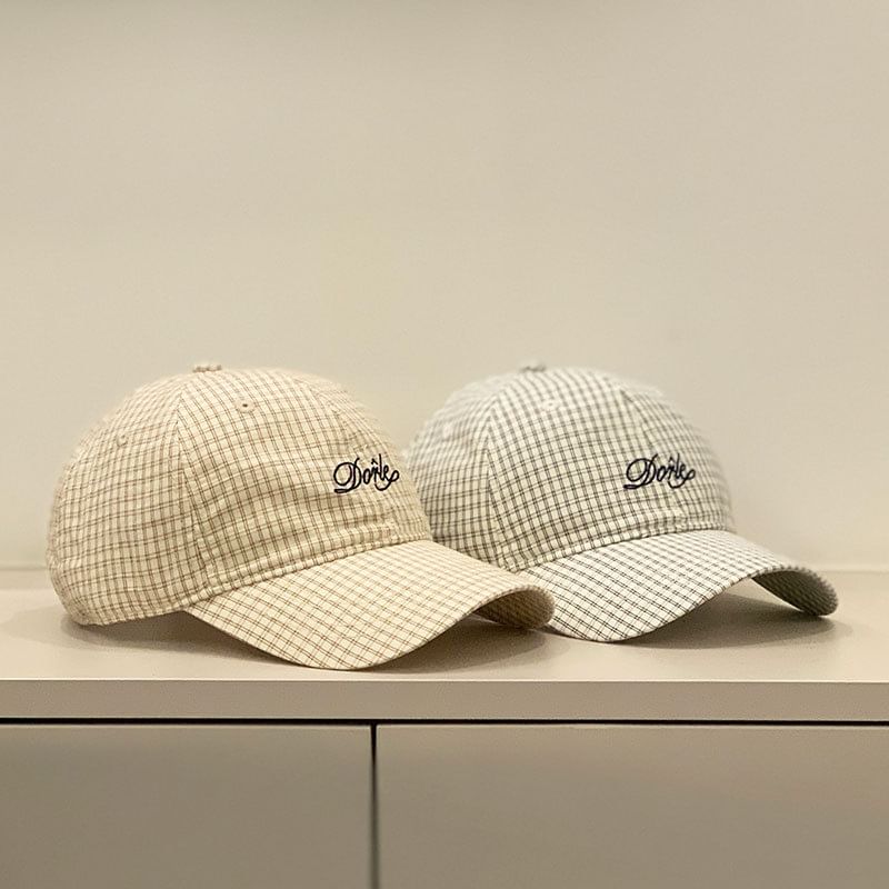 Cap Letter Gingham Embroidered