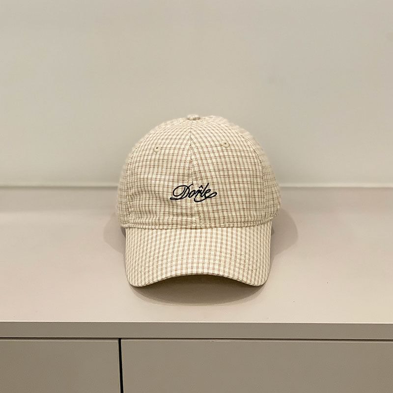 Cap Letter Gingham Embroidered