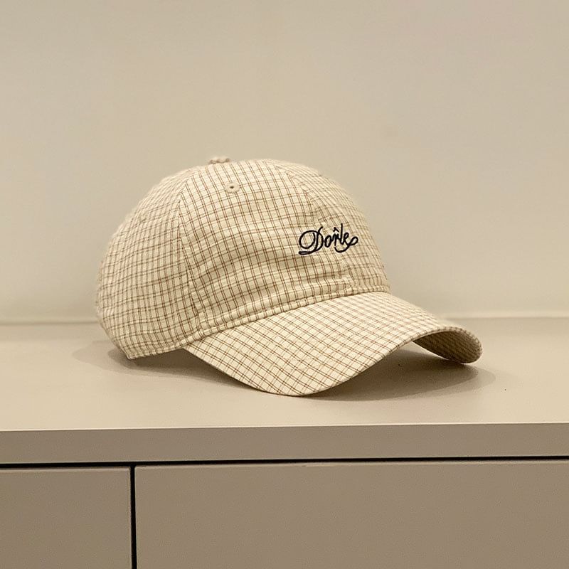 Cap Letter Gingham Embroidered