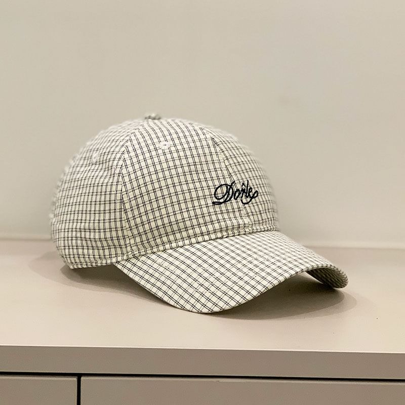 Cap Letter Gingham Embroidered