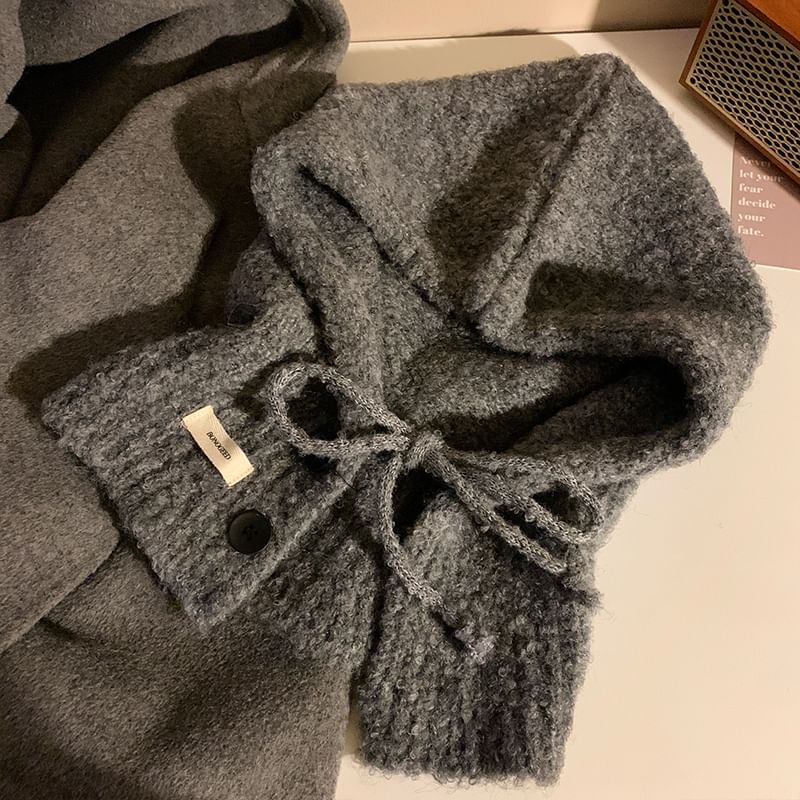 Plain Balaclava Knit Buttoned