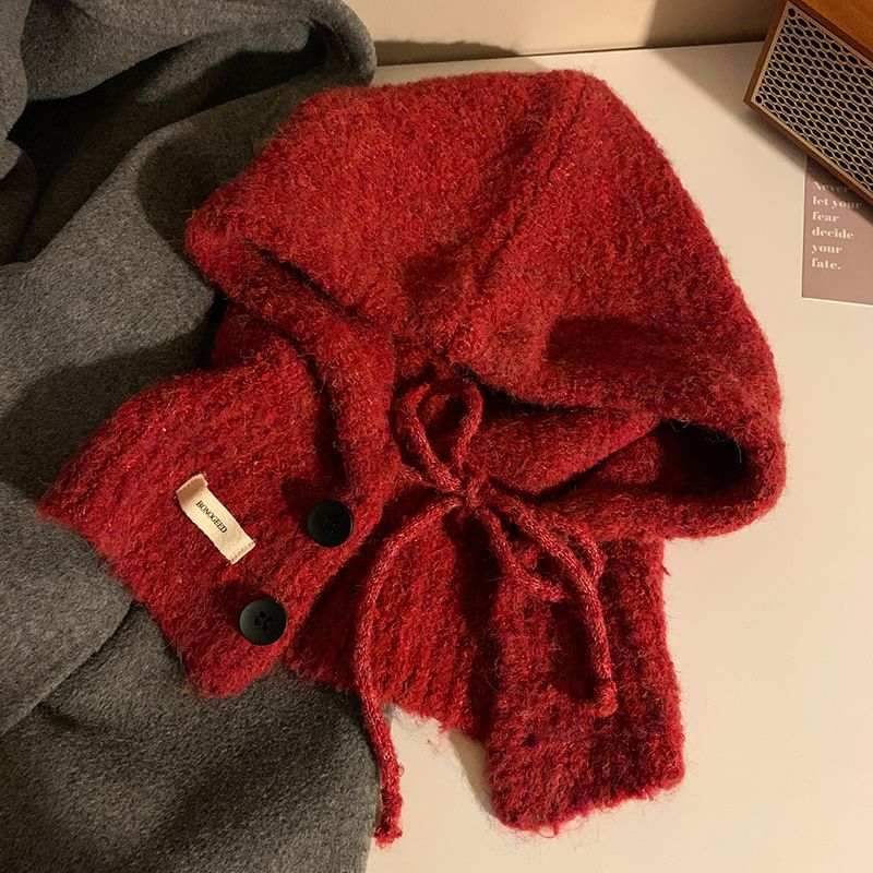 Plain Balaclava Knit Buttoned