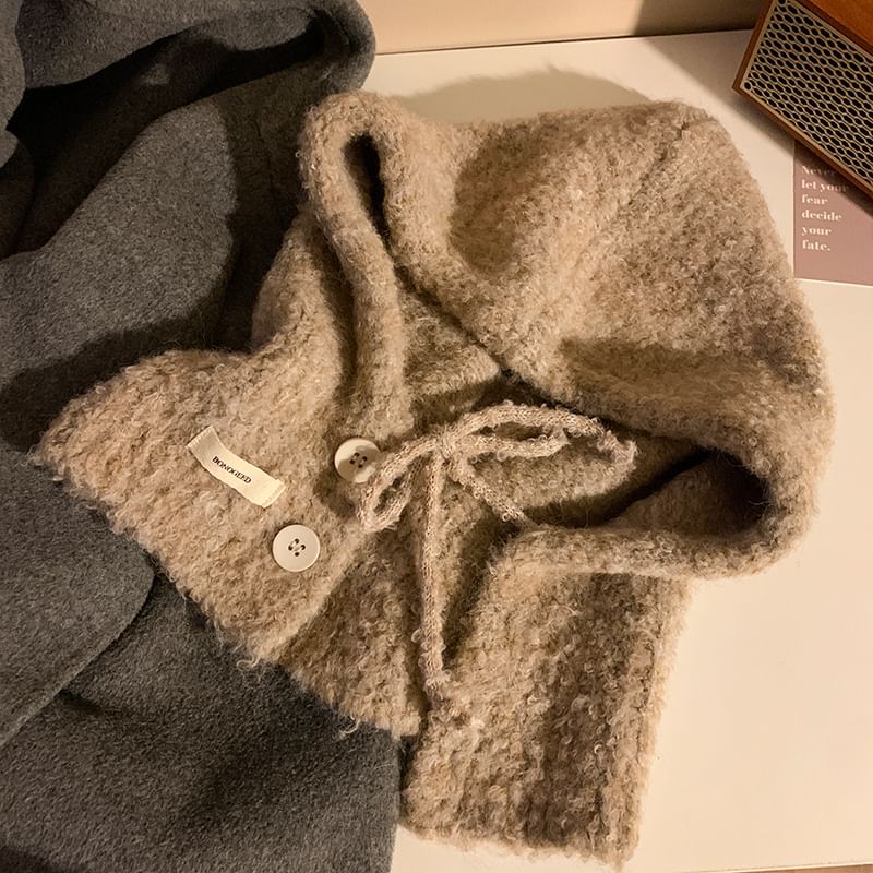 Plain Balaclava Knit Buttoned