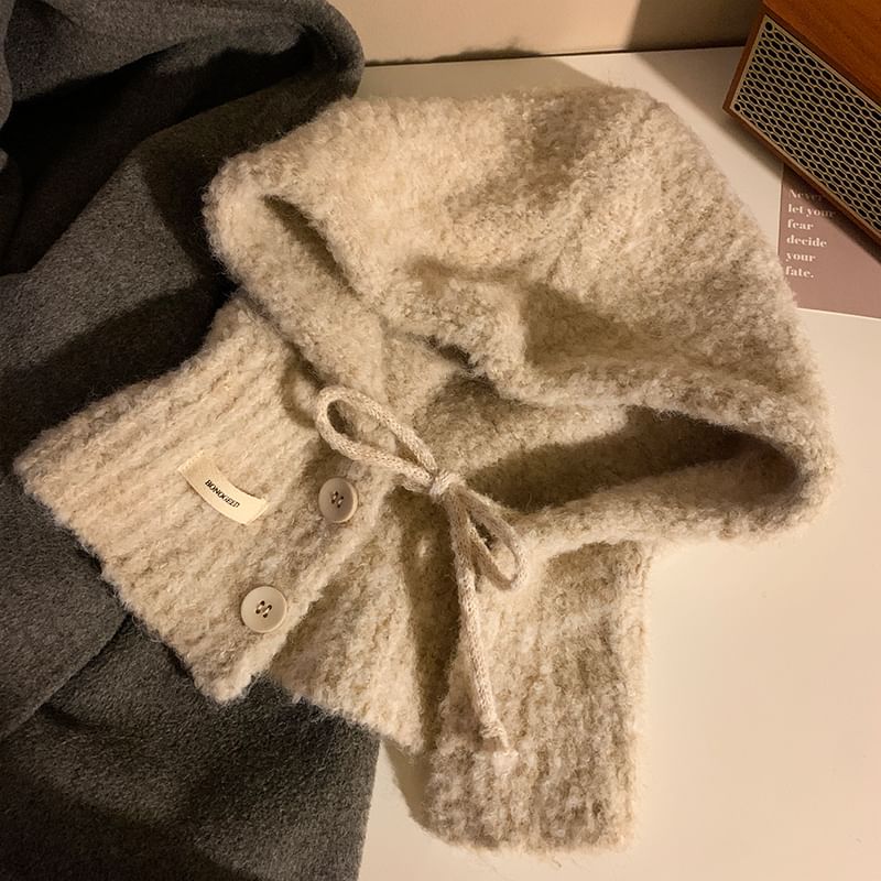 Plain Balaclava Knit Buttoned