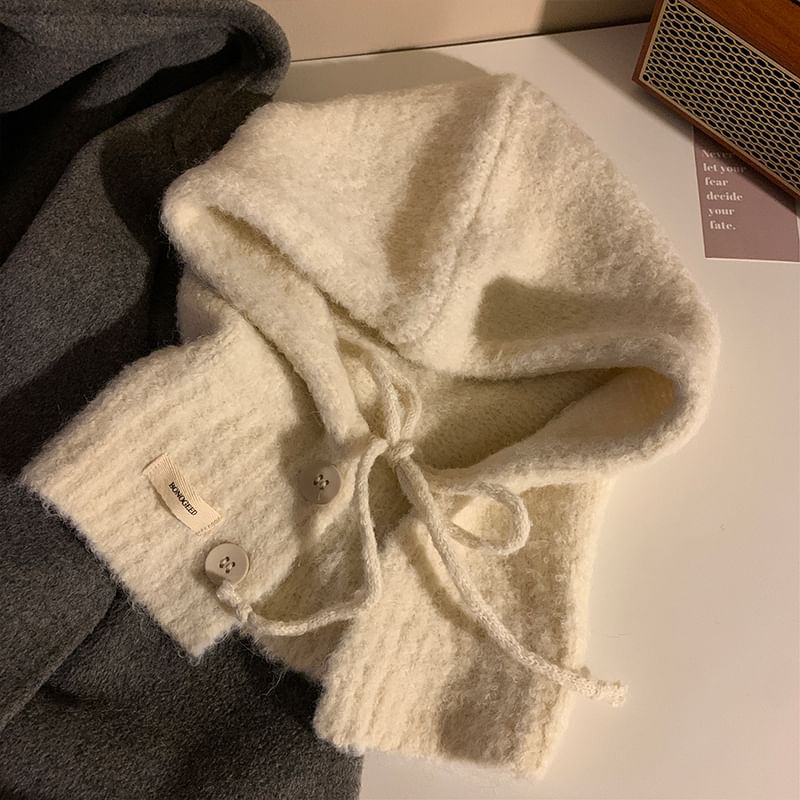 Plain Balaclava Knit Buttoned